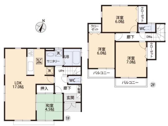 Floor plan. 33,800,000 yen, 4LDK, Land area 131.16 sq m , Building area 96.05 sq m floor plan