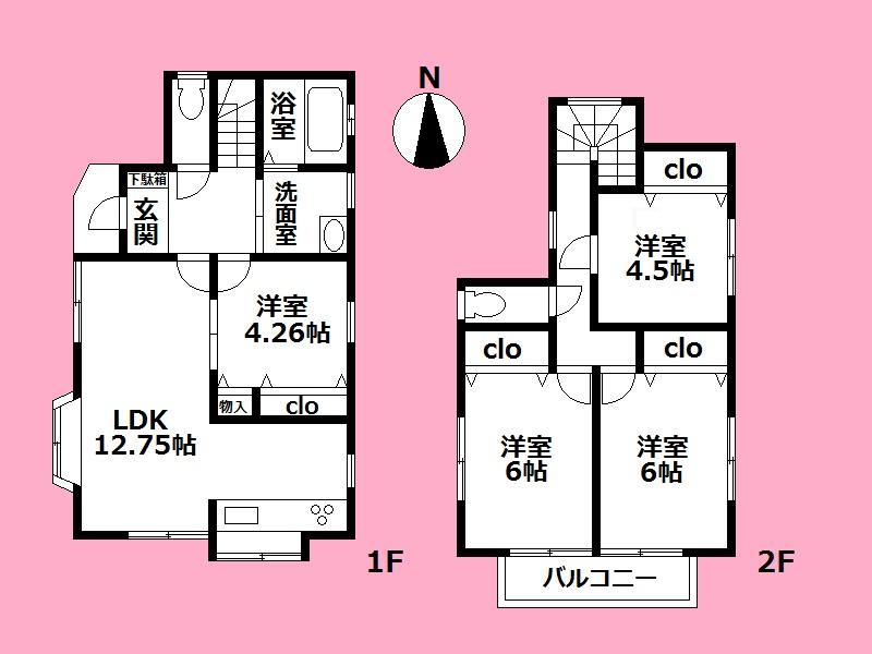 Floor plan. 22 million yen, 4LDK, Land area 100.47 sq m , Building area 86.11 sq m