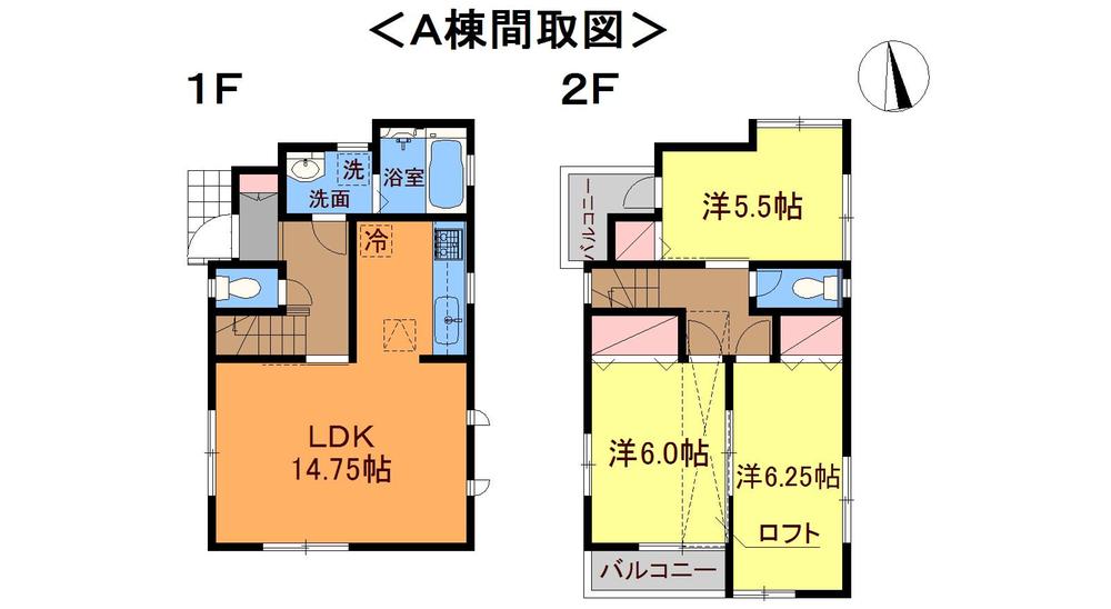 Floor plan. (A Building), Price 25,800,000 yen, 3LDK, Land area 73.23 sq m , Building area 75.73 sq m