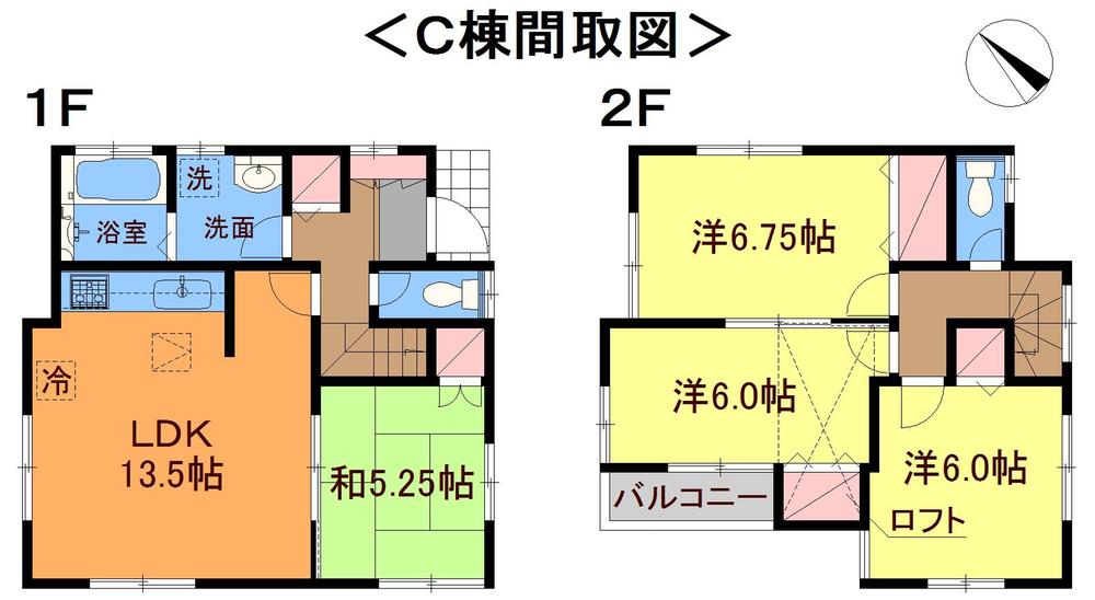 Floor plan. (C Building), Price 30,800,000 yen, 4LDK, Land area 107.49 sq m , Building area 85.45 sq m