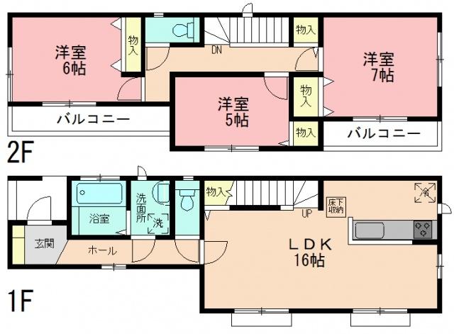 Floor plan. 27.6 million yen, 3LDK, Land area 88.54 sq m , Building area 87.35 sq m
