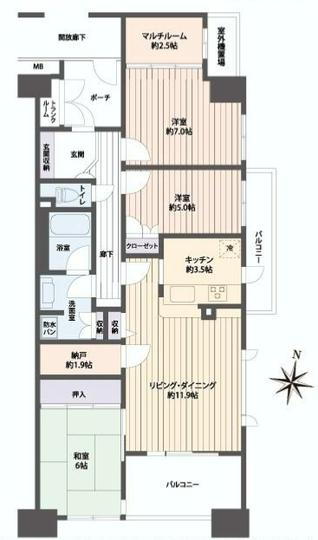 Floor plan. 3LDK+S, Price 23,980,000 yen, Occupied area 83.34 sq m , Balcony area 15.34 sq m