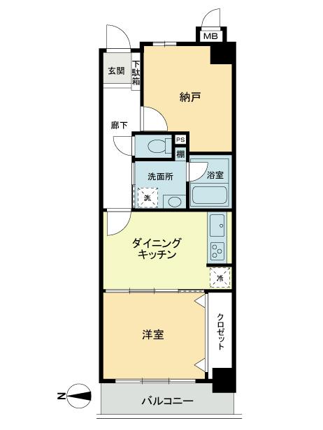 Floor plan. 1DK + S (storeroom), Price 8.9 million yen, Footprint 46.6 sq m , Balcony area 4.83 sq m