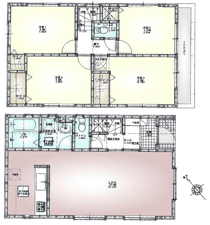 Floor plan. (3 Building), Price 33,300,000 yen, 4LDK, Land area 127.87 sq m , Building area 97.7 sq m