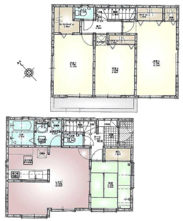 Floor plan. (5 Building), Price 35,900,000 yen, 4LDK, Land area 93.2 sq m , Building area 96.46 sq m