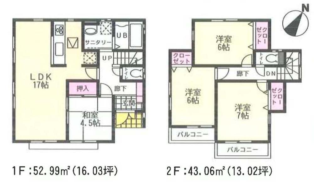Floor plan. (2 ●), Price 33,800,000 yen, 4LDK, Land area 131.16 sq m , Building area 96.05 sq m