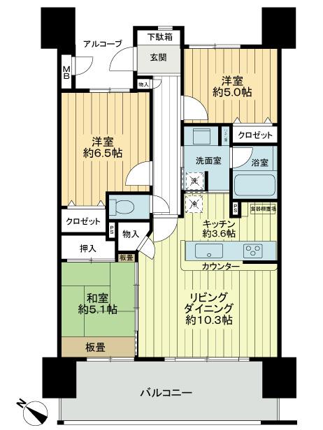 Floor plan. 3LDK, Price 24,800,000 yen, Footprint 70.1 sq m , Balcony area 14.2 sq m