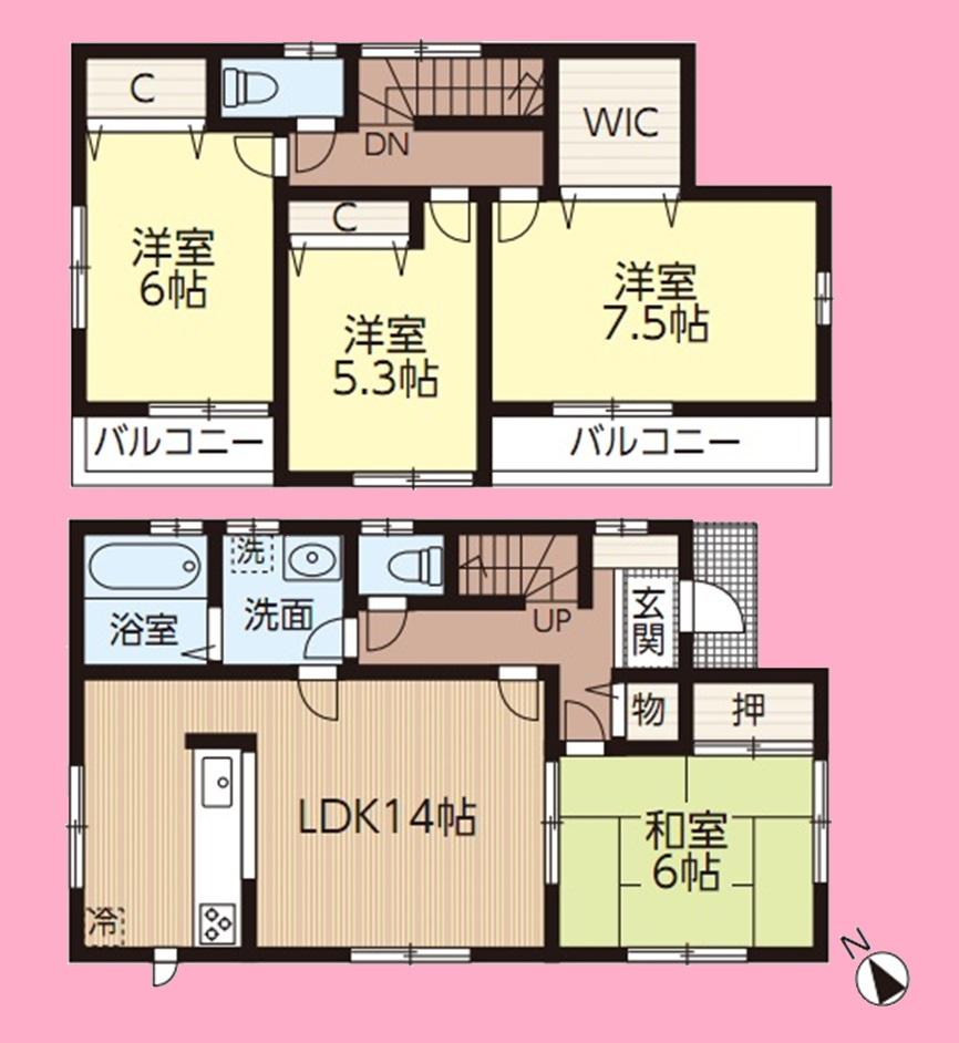Floor plan. 28.8 million yen, 4LDK, Land area 90.15 sq m , Building area 96.05 sq m