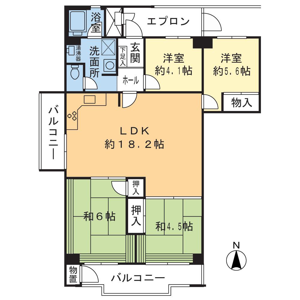 Floor plan. 4LDK, Price 12.5 million yen, Occupied area 87.59 sq m , Balcony area 10.95 sq m