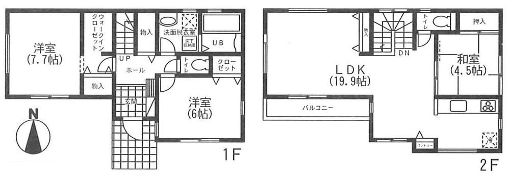 Floor plan. (NO.2), Price 34,200,000 yen, 3LDK, Land area 89.46 sq m , Building area 92.73 sq m
