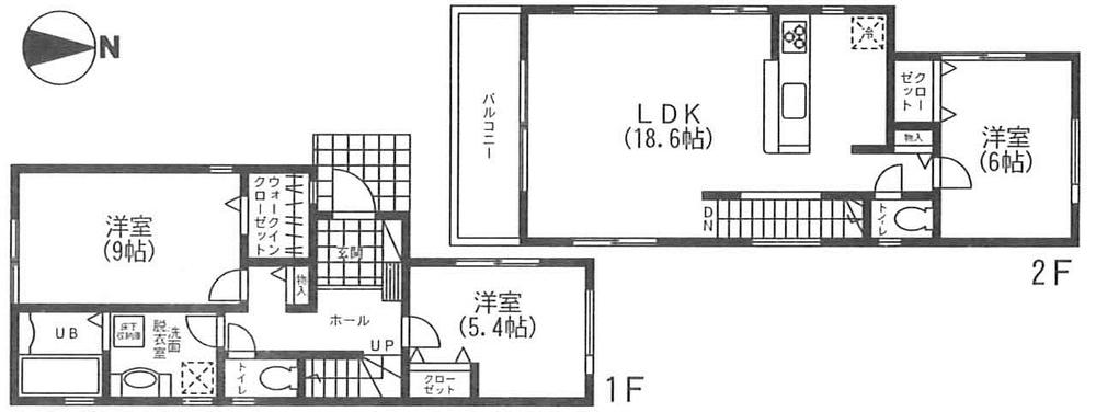 Floor plan. (NO.3), Price 33,200,000 yen, 3LDK, Land area 89.68 sq m , Building area 89.84 sq m