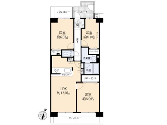 Floor plan. 3LDK, Price 17,900,000 yen, Footprint 63.8 sq m , Balcony area 10.64 sq m floor plan