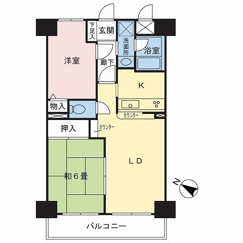 Floor plan. 2LDK, Price 7 million yen, Occupied area 51.24 sq m , Balcony area 6.72 sq m floor plan