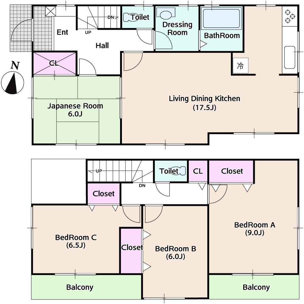 Floor plan. 34,300,000 yen, 4LDK, Land area 141.76 sq m , Building area 105.98 sq m