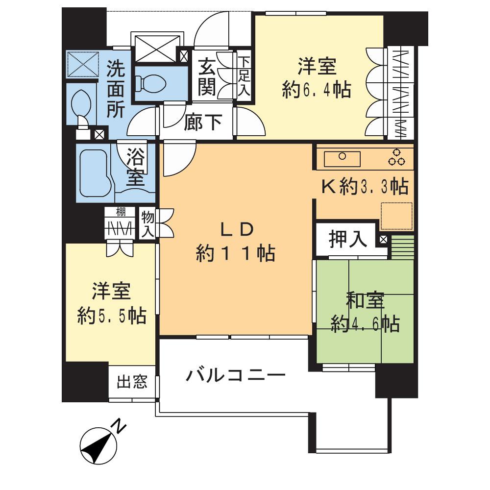 Floor plan. 3LDK, Price 32,800,000 yen, Occupied area 70.12 sq m , Arranged three rooms on the balcony area 10.88 sq m balcony surface ・ Daylighting ・ Is a floor plan in consideration of the draft.
