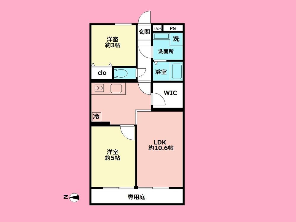 Floor plan. 2LDK, Price 11.8 million yen, Occupied area 43.75 sq m