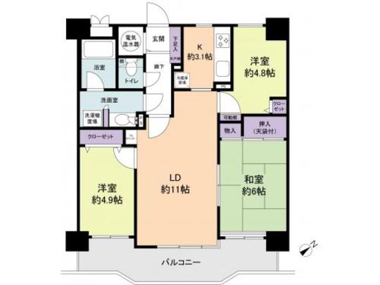 Floor plan. About 14.2 Pledge of LDK, Yes each room storage.