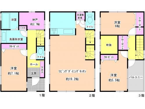 Floor plan. 29,800,000 yen, 3LDK+S, Land area 78.32 sq m , Building area 100.19 sq m