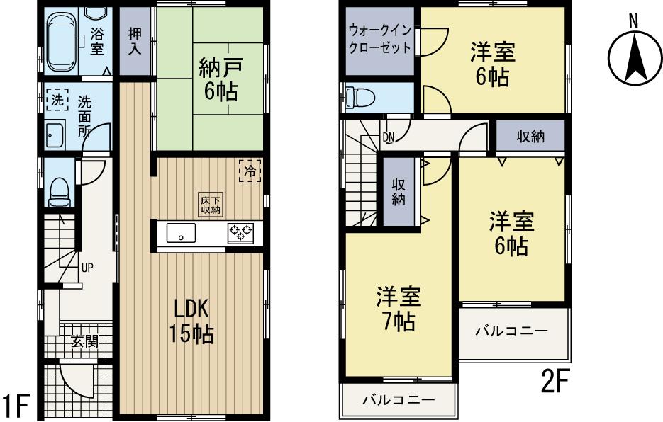 Floor plan. (6 Building), Price 41,800,000 yen, 4LDK, Land area 110.15 sq m , Building area 96.88 sq m