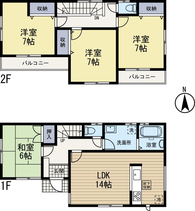Floor plan. (1 Building), Price 39,800,000 yen, 4LDK, Land area 105.15 sq m , Building area 99.78 sq m
