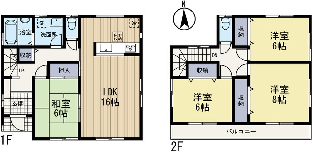 Floor plan. (Building 2), Price 37,800,000 yen, 4LDK, Land area 147.93 sq m , Building area 104.33 sq m