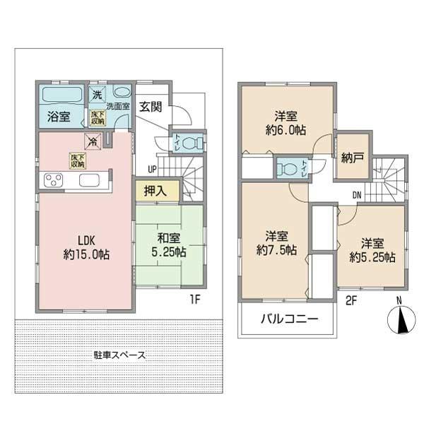 Floor plan. 29,800,000 yen, 4LDK + S (storeroom), Land area 102.17 sq m , Building area 94.81 sq m