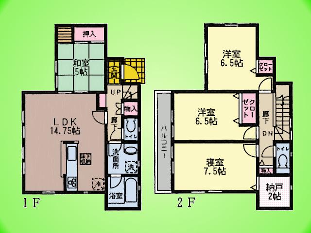 Floor plan. (1 Building), Price 28.8 million yen, 4LDK, Land area 112.84 sq m , Building area 94.76 sq m