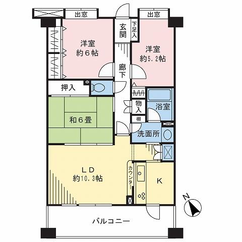 Floor plan. 3LDK, Price 16 million yen, Occupied area 70.38 sq m , Balcony area 11.73 sq m floor plan