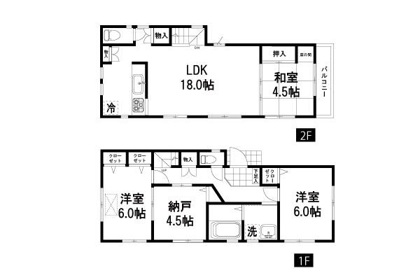 Floor plan. (A Building), Price 33,800,000 yen, 4LDK, Land area 105.01 sq m , Building area 90.17 sq m