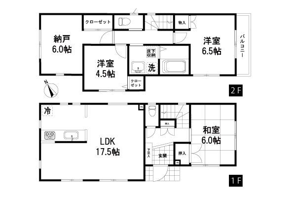 Floor plan. (D Building), Price 34,800,000 yen, 4LDK, Land area 103.33 sq m , Building area 91.92 sq m