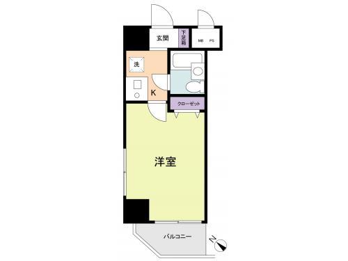 Floor plan. 1K, Price 3 million yen, Occupied area 17.55 sq m , Balcony area 2.52 sq m