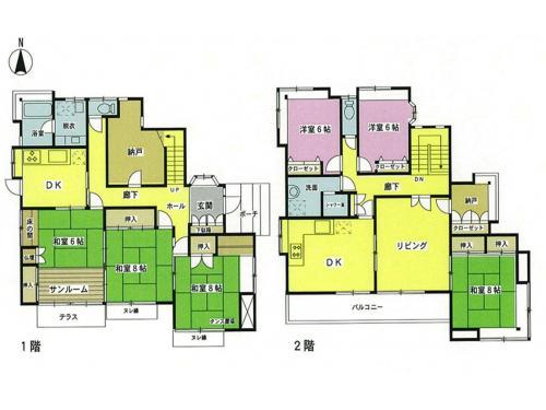 Floor plan. 49,800,000 yen, 6LDK+S, Land area 234.01 sq m , Building area 199.12 sq m