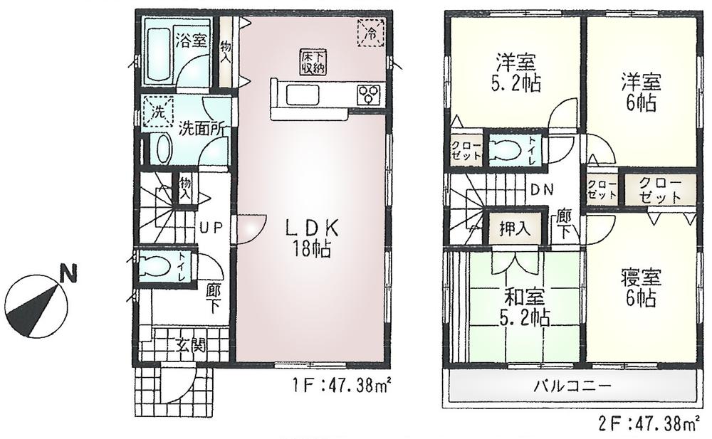 Floor plan. (4 Building), Price 32,800,000 yen, 4LDK, Land area 100.24 sq m , Building area 94.76 sq m