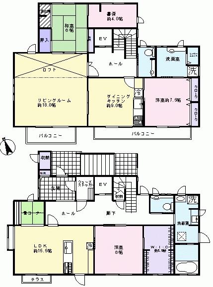 Floor plan. 47,800,000 yen, 3LLDDKK + 2S (storeroom), Land area 244.15 sq m , Building area 194.59 sq m