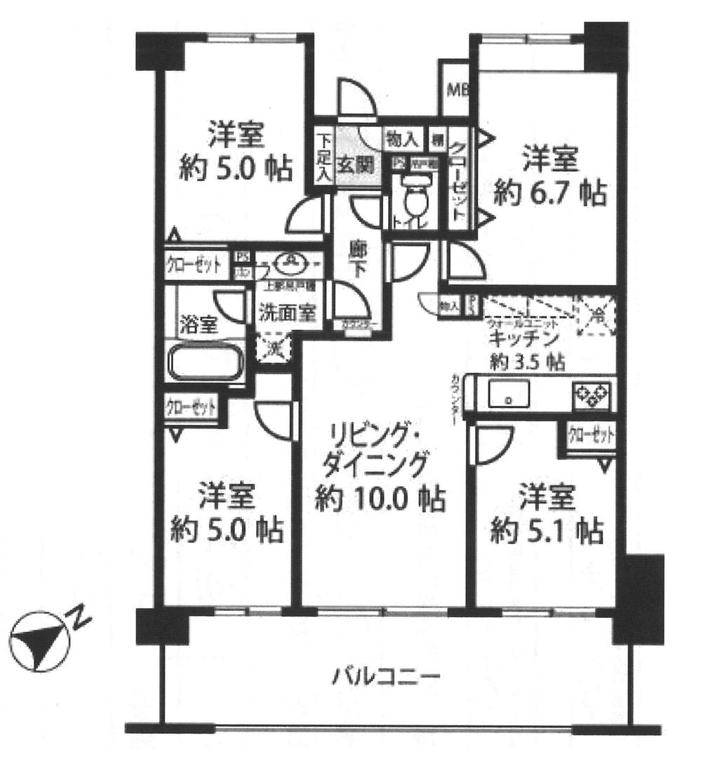 Floor plan. 4LDK, Price 26,800,000 yen, Occupied area 73.27 sq m , Balcony area 16 sq m