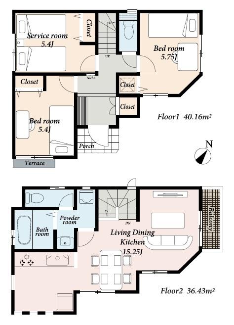 Floor plan. (B Building), Price 27,800,000 yen, 2LDK+S, Land area 83.34 sq m , Building area 76.59 sq m