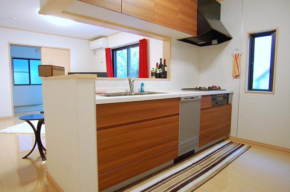 Kitchen. Stylish kitchen of woodgrain. 