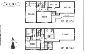 Floor plan. 26,800,000 yen, 4LDK, Land area 100.73 sq m , Building area 91.52 sq m Zenshitsuminami facing bright dwelling. 