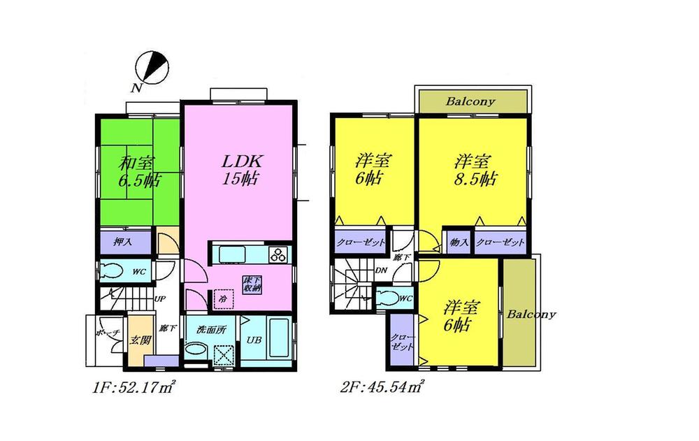 Floor plan. 33,800,000 yen, 4LDK, Land area 146.72 sq m , It is LDK15 Pledge and the floor plan of 4LDK with all room storage of building area 97.71 sq m face-to-face kitchen.