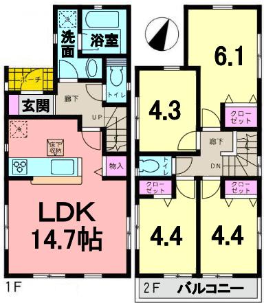 Floor plan. 29,800,000 yen, 4LDK, Land area 102.83 sq m , Building area 79.85 sq m