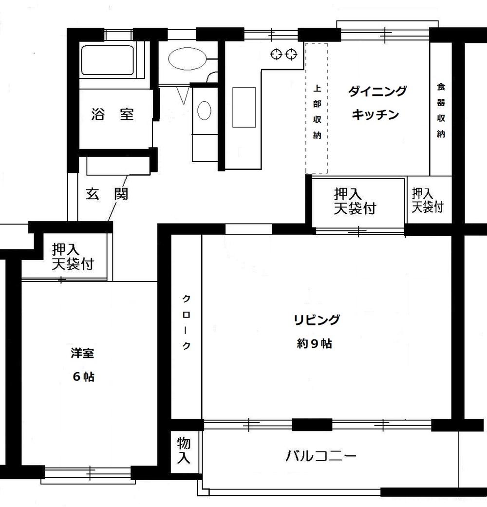 Floor plan. 1LDK, Price 7.5 million yen, Footprint 58.3 sq m , Balcony area 5 sq m