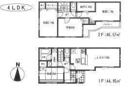 Floor plan. 29,800,000 yen, 4LDK, Land area 100.73 sq m , It is newly built House of building area 91.52 sq m 4LDK. 