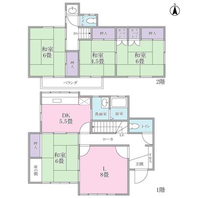Floor plan. All guestrooms bright Ichinohe Ken facing the south side of the non-kitchen! 