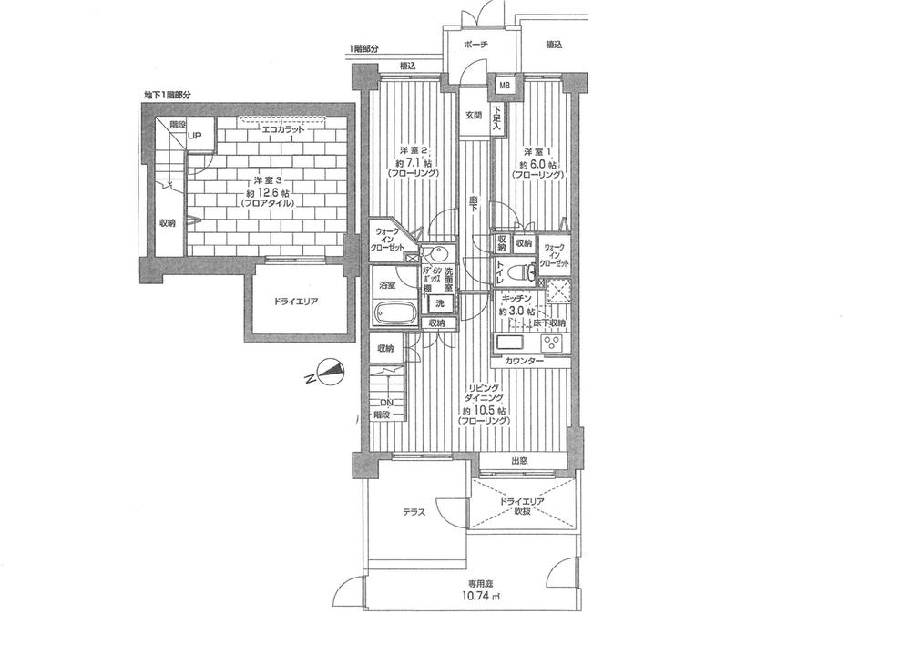 Floor plan. 3LDK, Price 31,980,000 yen, Occupied area 90.44 sq m