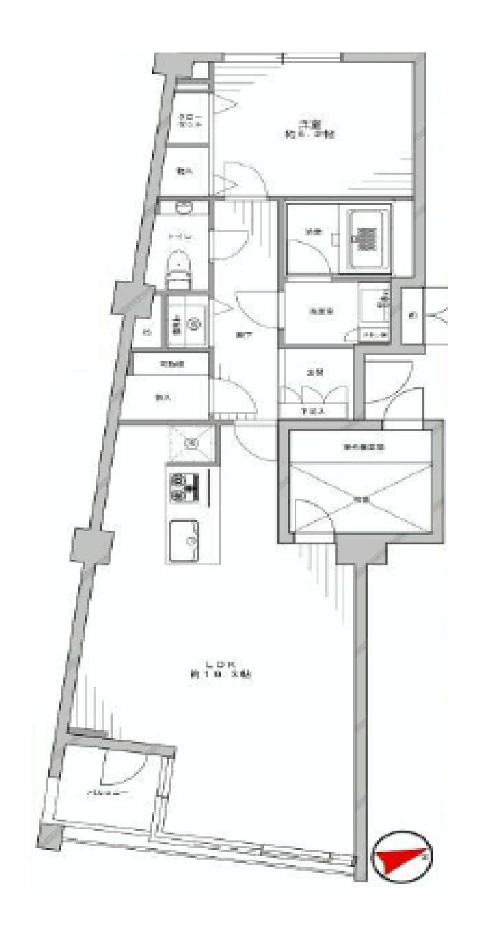 Floor plan. 1LDK, Price 24,800,000 yen, Occupied area 69.75 sq m , Balcony area 3.84 sq m