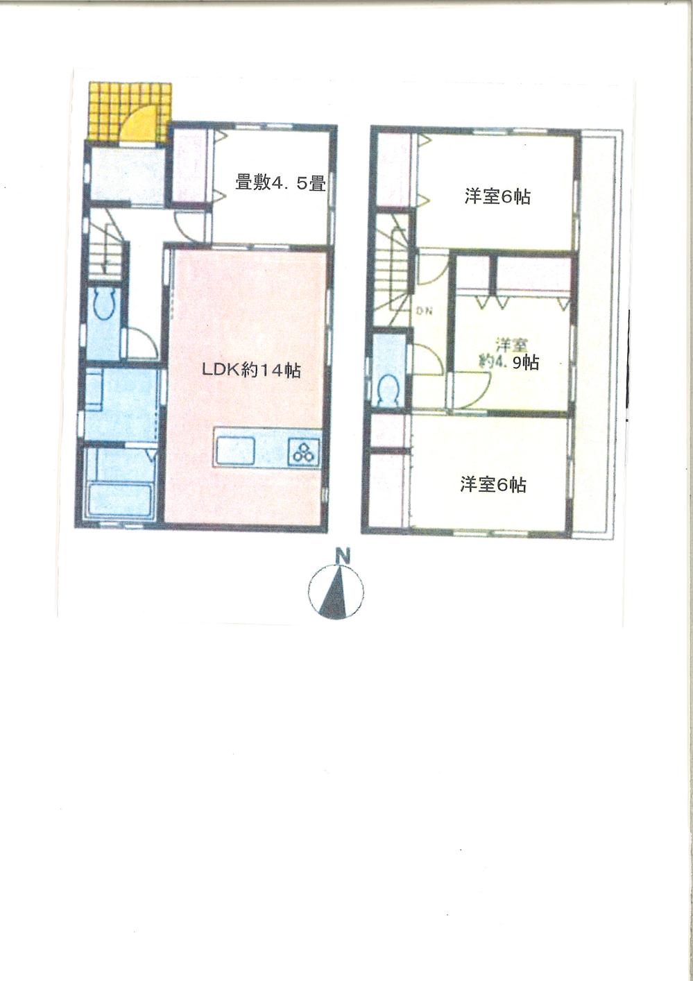 Floor plan. 34,800,000 yen, 4LDK, Land area 278.4 sq m , Building area 90.25 sq m