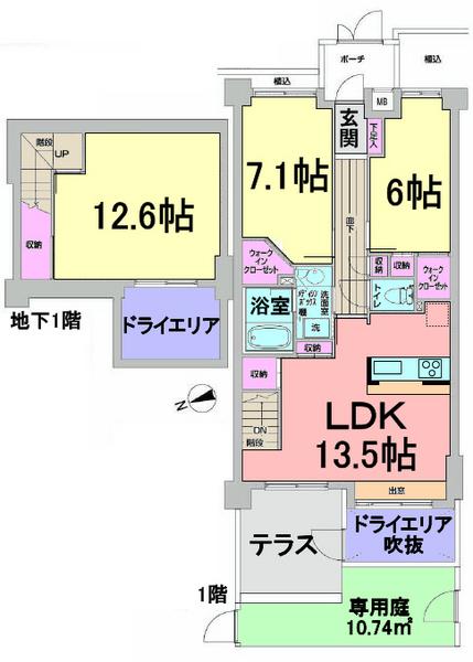 Floor plan. 3LDK, Price 31,980,000 yen, Occupied area 90.44 sq m , Balcony area 9.57 sq m