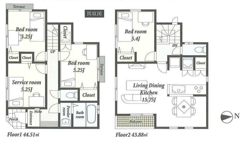 Floor plan. 32,800,000 yen, 3LDK + S (storeroom), Land area 90.77 sq m , Building area 88.39 sq m floor plan
