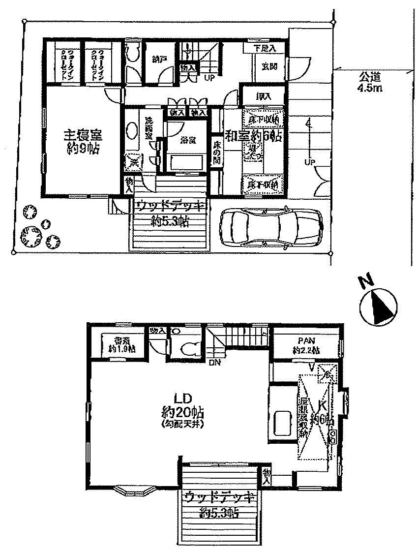 Floor plan. 68,500,000 yen, 2LDK + 3S (storeroom), Land area 123.11 sq m , Not partitioned the building area 121.72 sq m finely room, It has become a luxury furnished. Storage capacity is also no problem. 