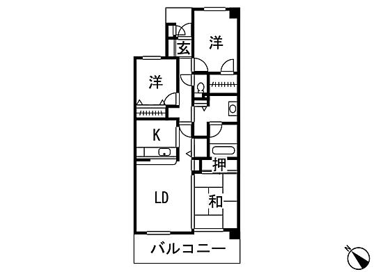 Floor plan. 3LDK, Price 36,800,000 yen, Occupied area 75.61 sq m , Balcony area 11.22 sq m floor plan
